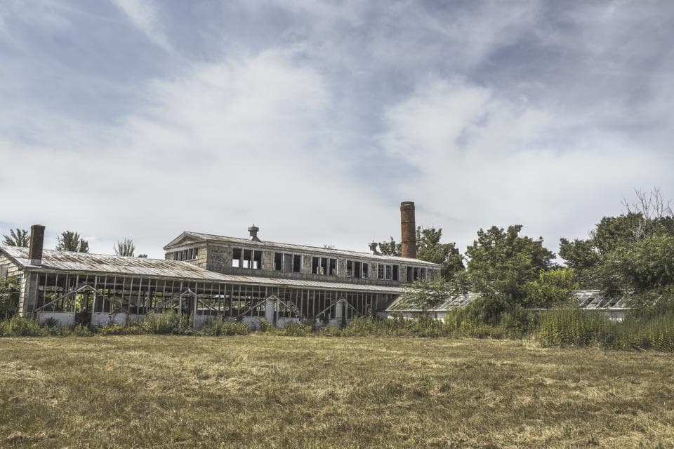 O clădire industrială veche, aparent abandonată, într-o zonă cu vegetație și teren neîngrijit. (Foto ilustrativă: Ryan McGuire / CC0 1.0, Openverse)